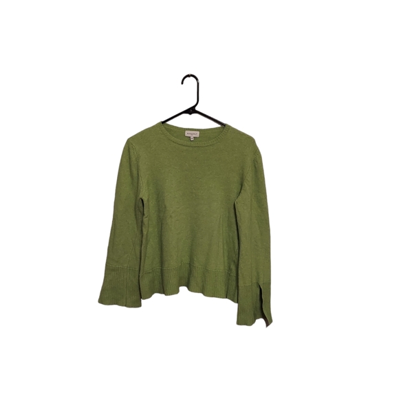 Old Money Quiet Luxury Preppy Sweater M Green Cashmere Wool Office Boho Office - Picture 1 of 11